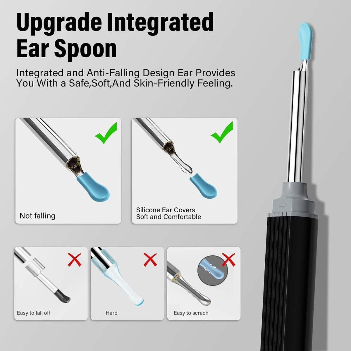Ear Wax Removal Earwax Remover Tool with 8 Pcs Ear Set 1080P Camera Ear Cleaning
