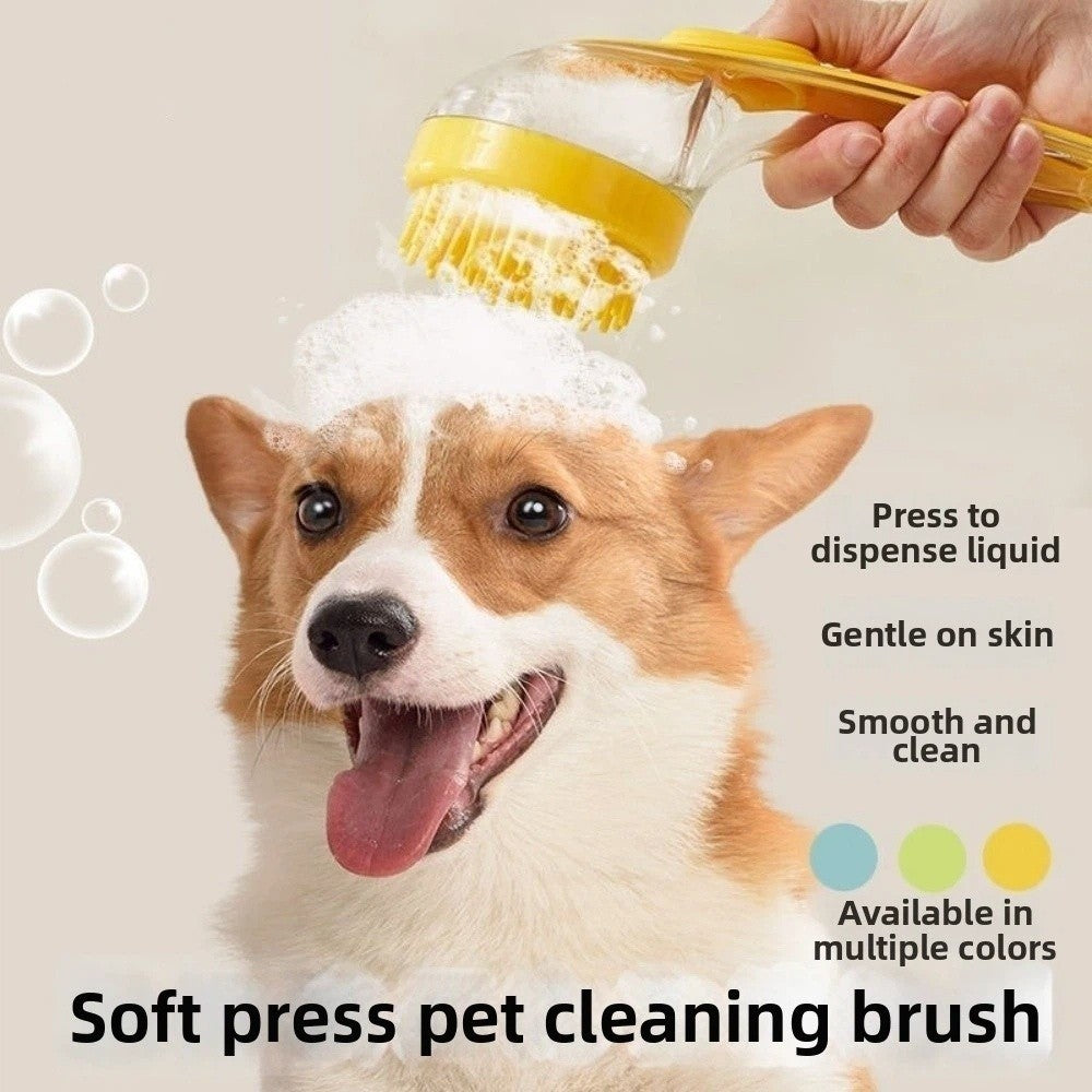 2 In 1 Bath Brush Dog Bath Brush With Shampoo Dispenser Pet Wash Brush