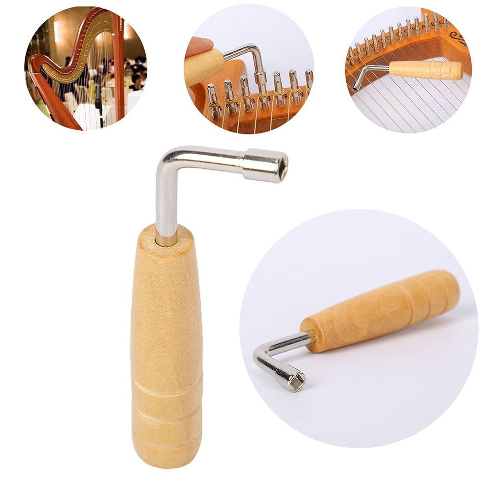 Lyre Harp Tuning Wrench Tuner Lever Lyre Tuner Adjustment Tool Wooden Handle