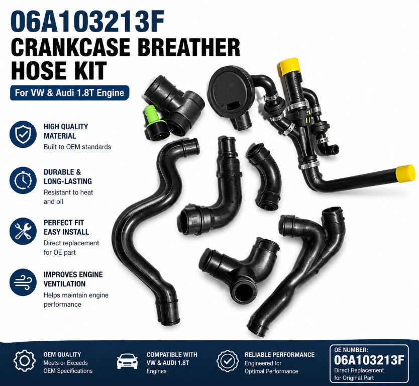 1.8T Crankcase Ventilation Hose Set OE 06A103213F for Seat VW Golf MK4 Audi A3