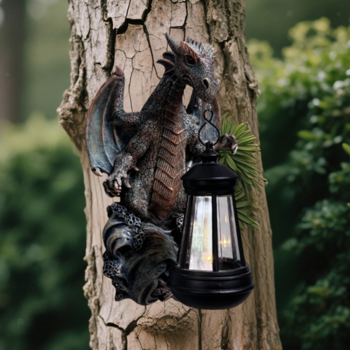 Garden Dragon Statue Solar Light Dragon Figurine Light for Trees Lawn Yard.*