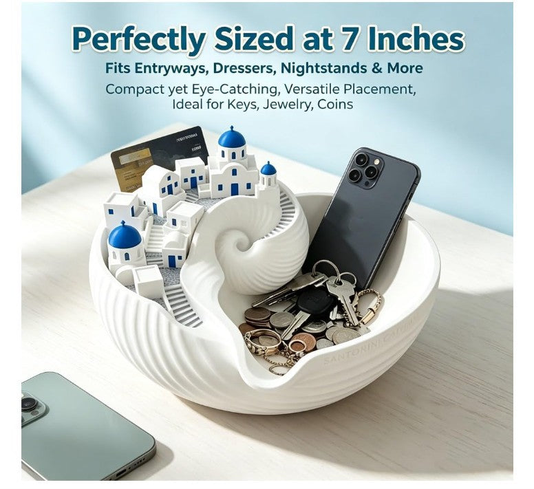 Santorini Catchall Bowl, Shell Tray for Keys Jewelry Coins Decorative Trinket