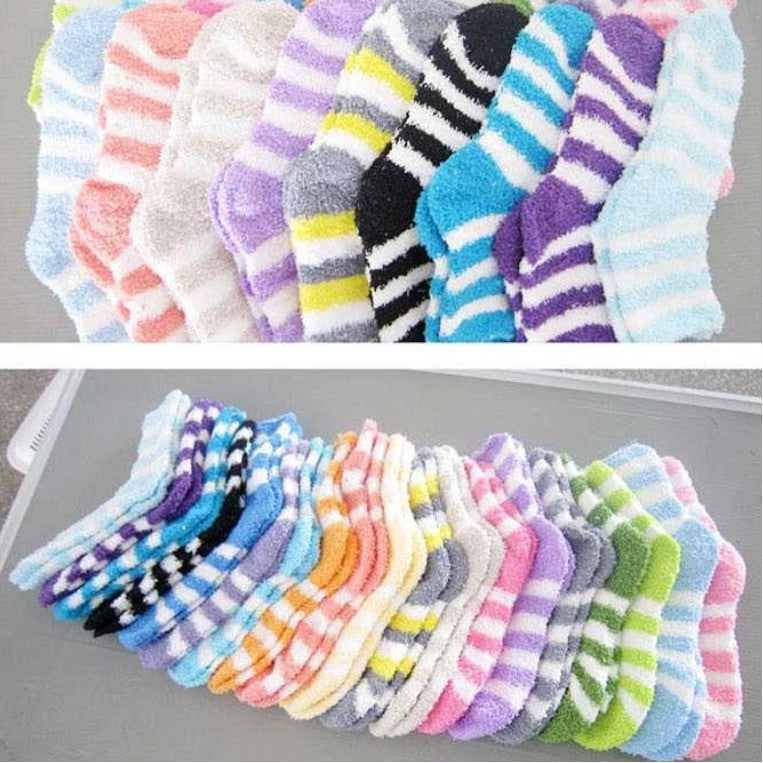 6Pairs Women Winter Warm Soft Fluffy Bed Socks Lounge Slipper Fleece Sock Random