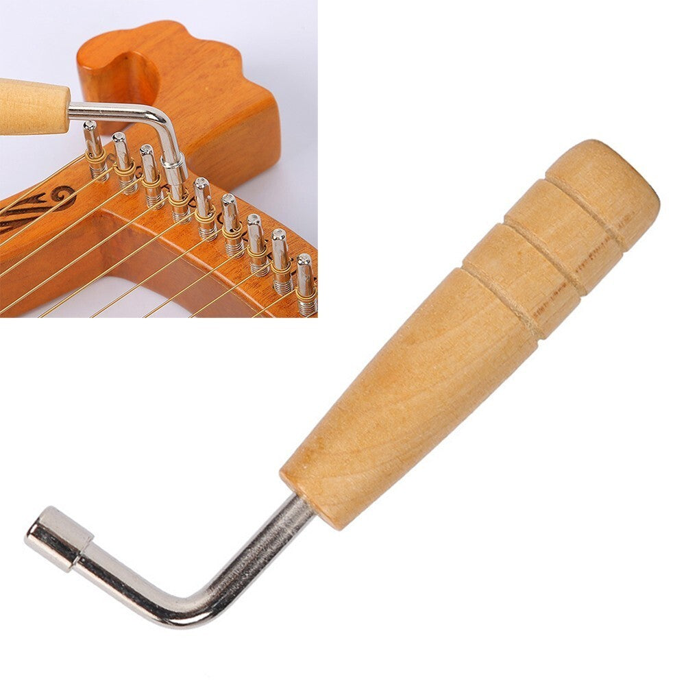 Lyre Harp Tuning Wrench Tuner Lever Lyre Tuner Adjustment Tool Wooden Handle