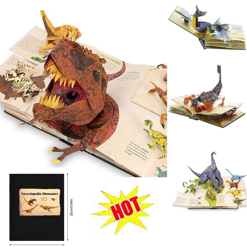 3D Prehistorica Dinosaurs Encyclopedia Kids Education Stereo Book Birthday Gifts