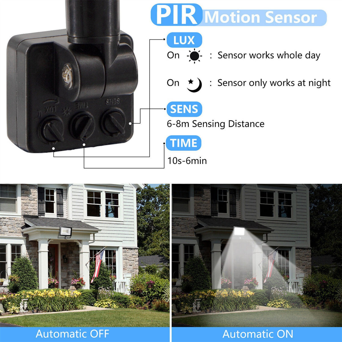 PIR Sensor 100W LED Floodlight Outdoor Garden Security Lamp Lighting