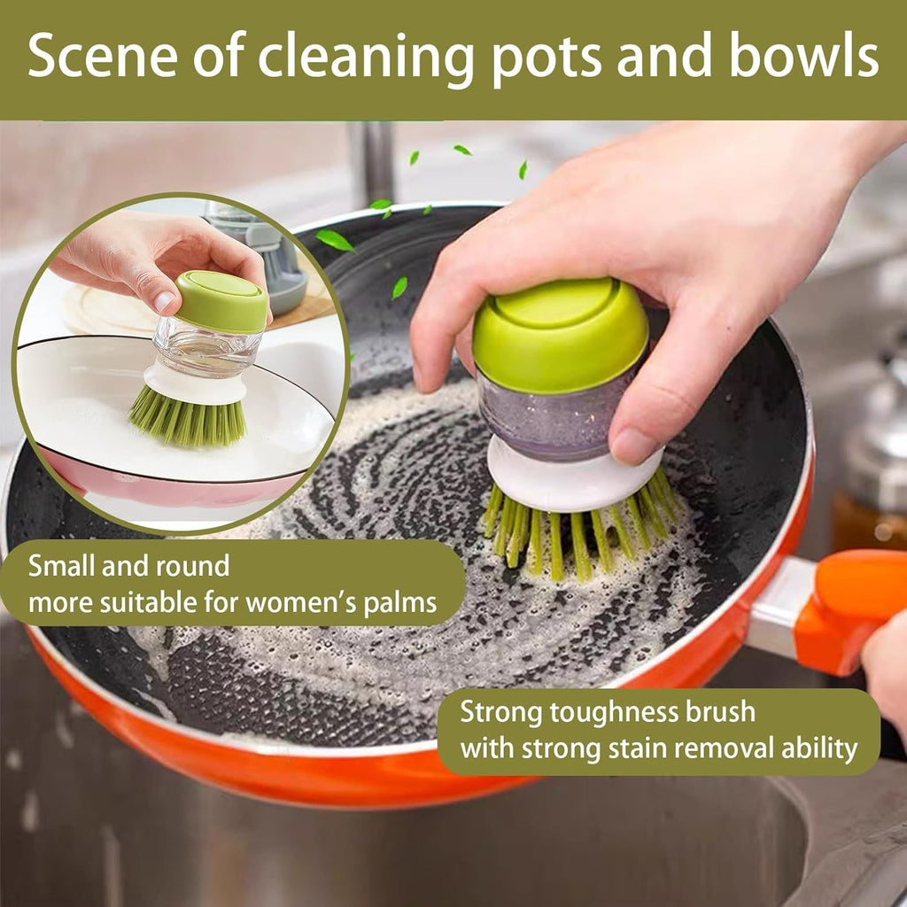 Soap Dispenser Dish Brush Palm Brush Scrub Brush Equipped With Storage...