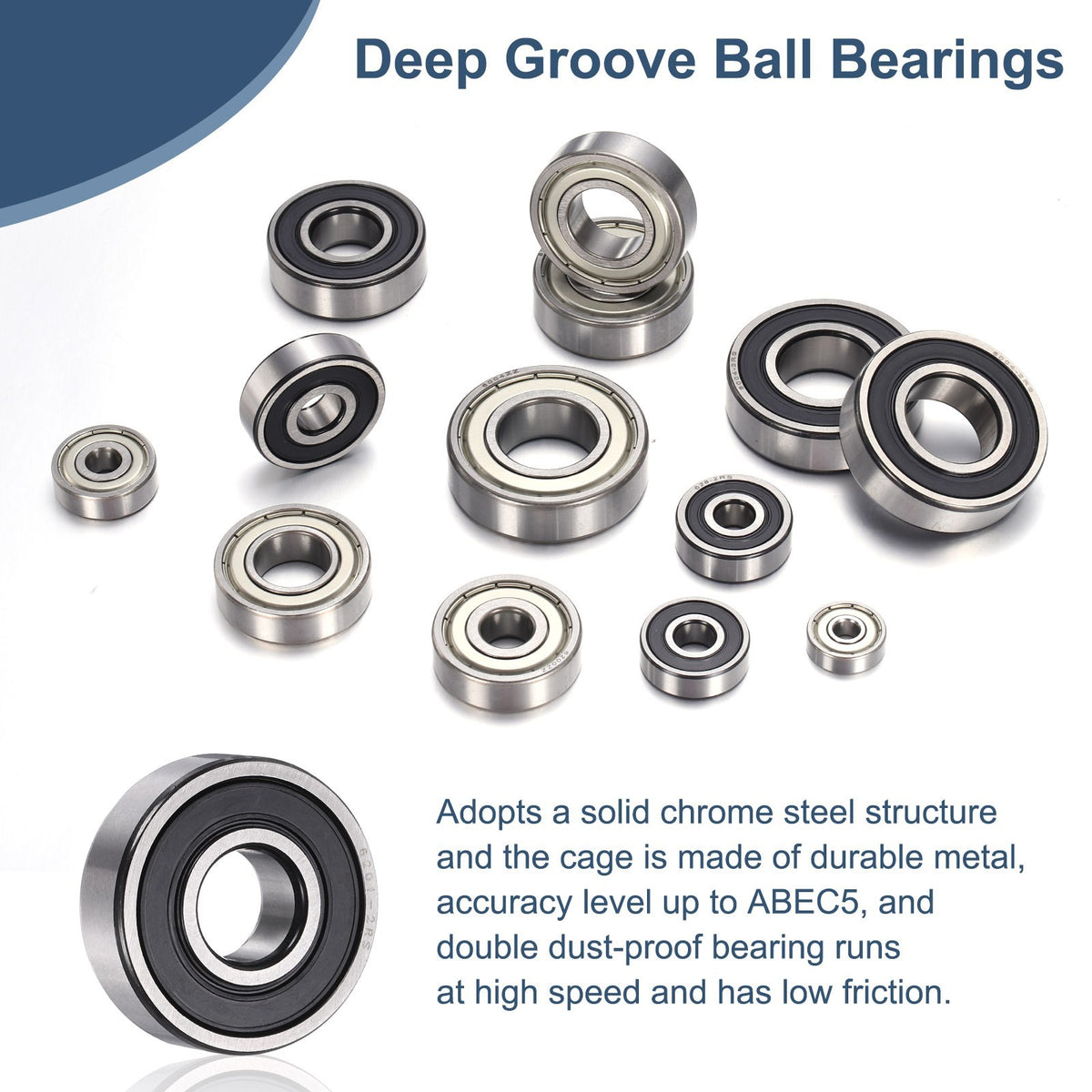 10 Pack 9 x 24 x 7mm 609 ZZ Deep Groove Ball Bearings,  ABEC5