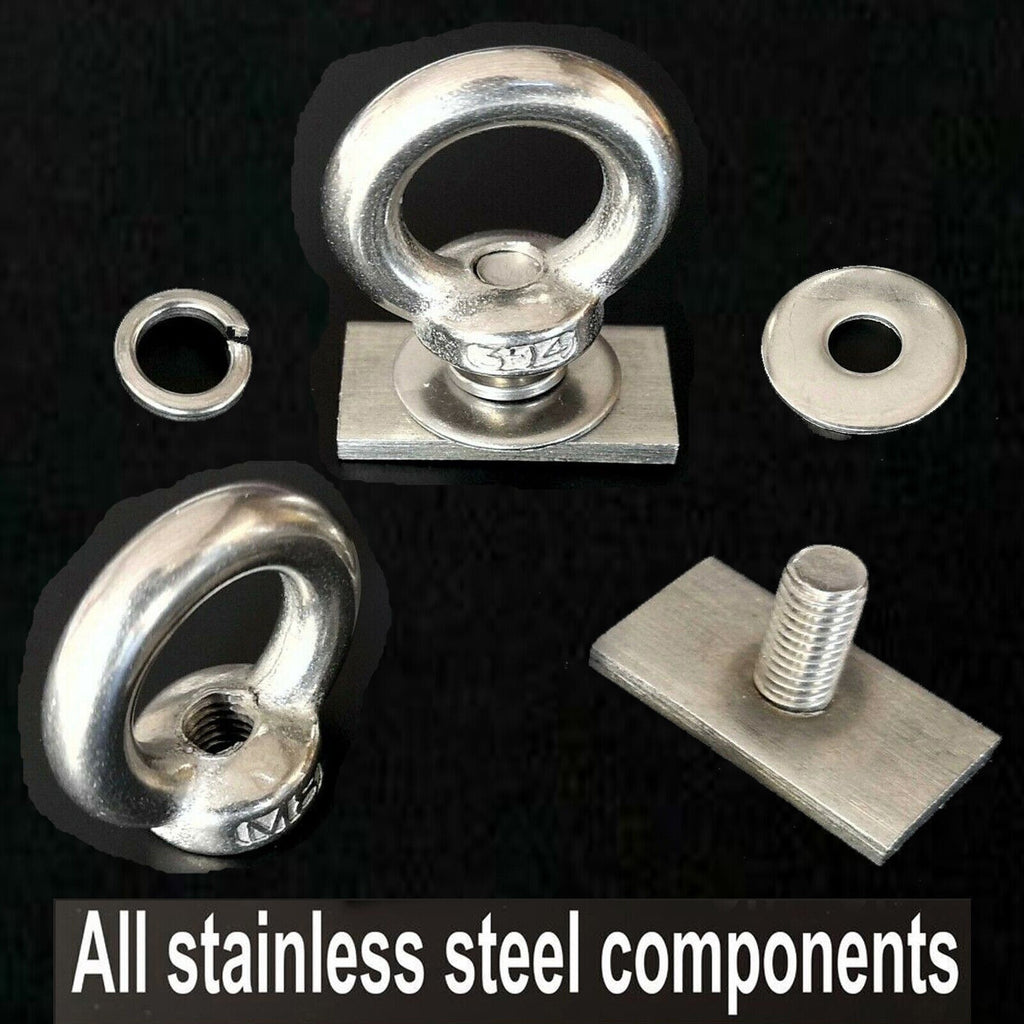 4x M8 T Bolt Eye Nut lashing set for Rhino Thule Yakima Pro Rola roof rack 16mm