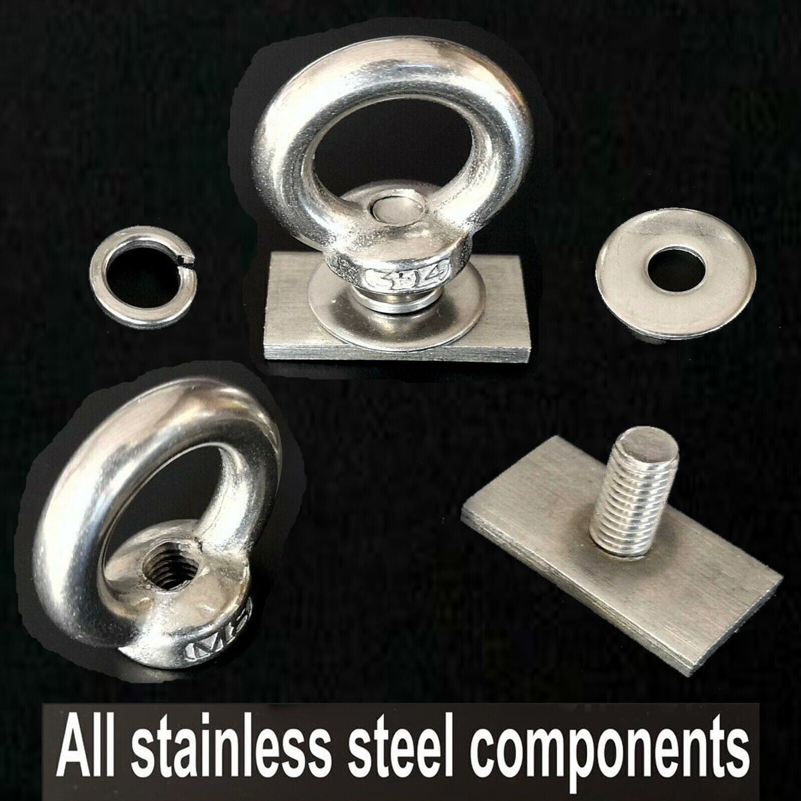 4x M8 T Bolt Eye Nut lashing set for Rhino Thule Yakima Pro Rola roof rack 16mm