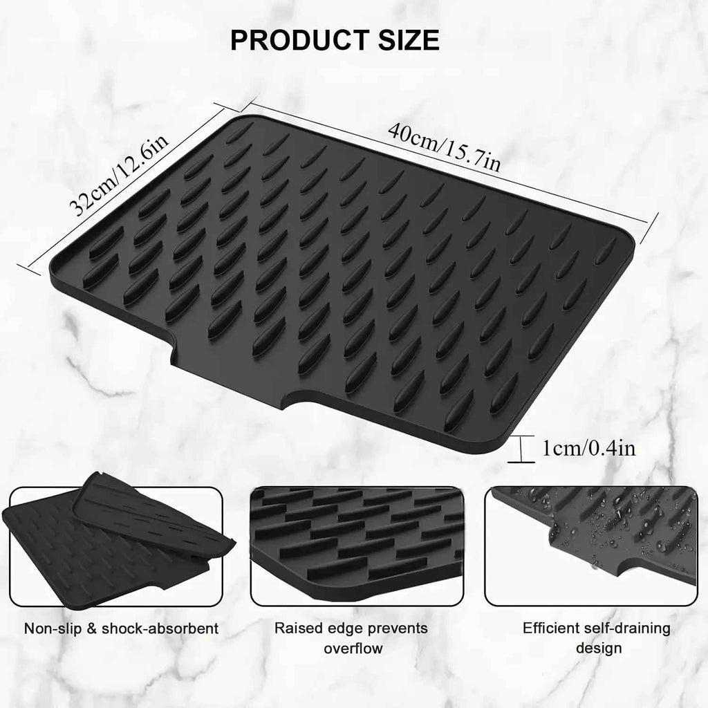Silicone Drying Mat Sink Protector Dish Draining Mat Non-Slip Rubber Kitchen Pad