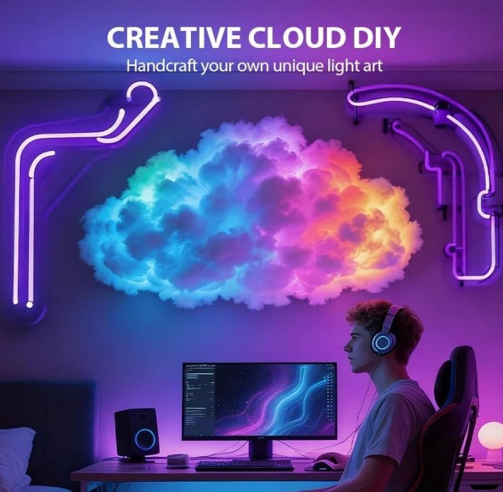 USB-Powered Thundercloud LED Light Decor,DIY Chasing Music Sync 3D Cloud Lights