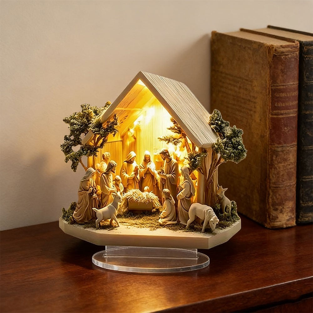 Christmas Nativity Scene Figurine Home Decor Desktop Acrylic Table Ornament UK