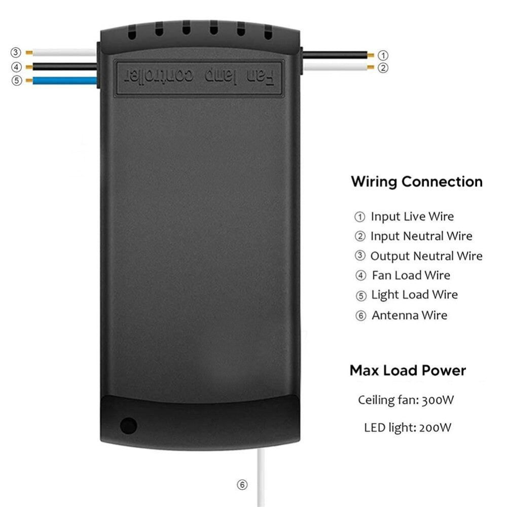 Ceiling Fan Light Lamp Controller Wireless Remote Speed Control Receiver Kit