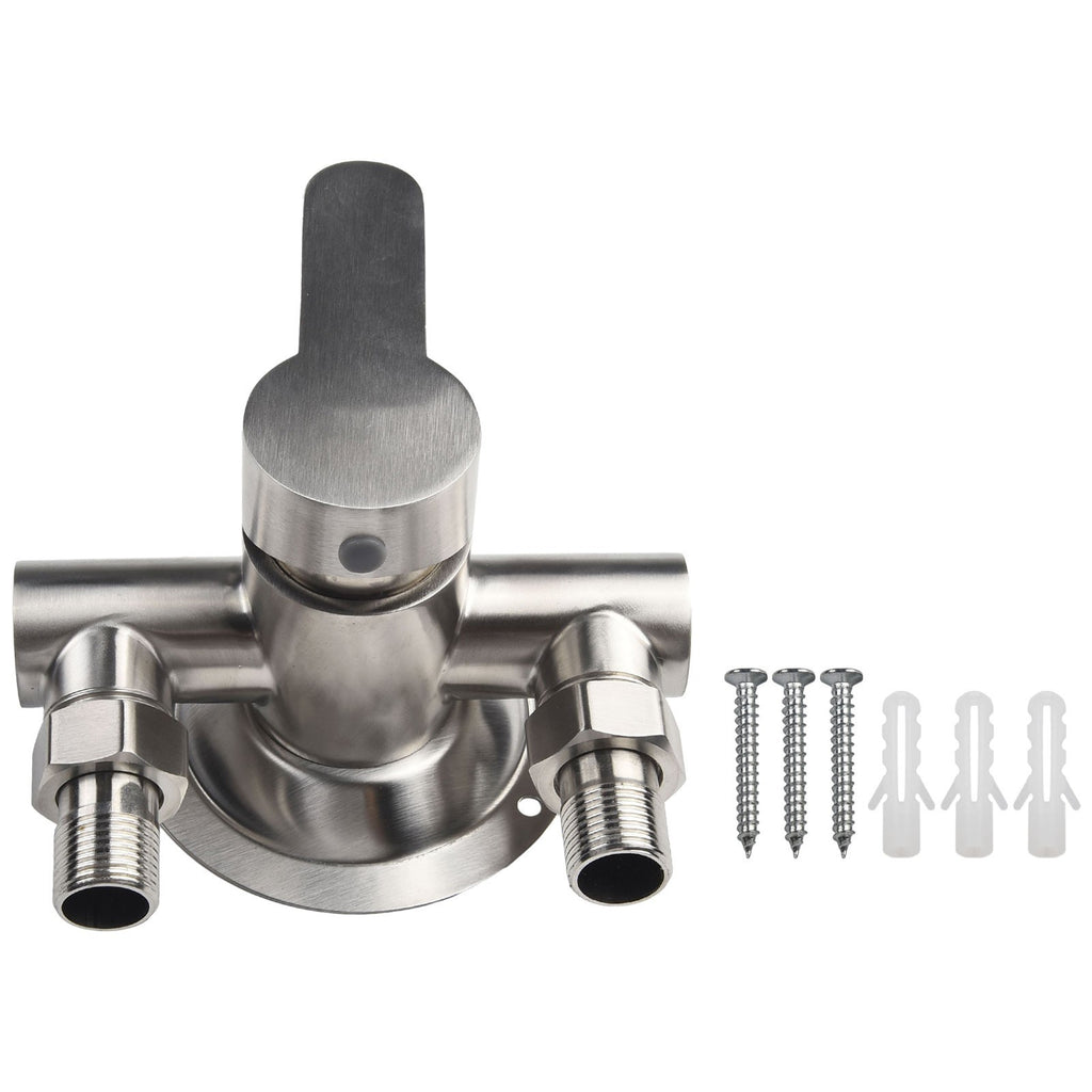 Stainless Steel Shower Faucet Hot And Cold Water Mixer Wall Mounted Metal Handle