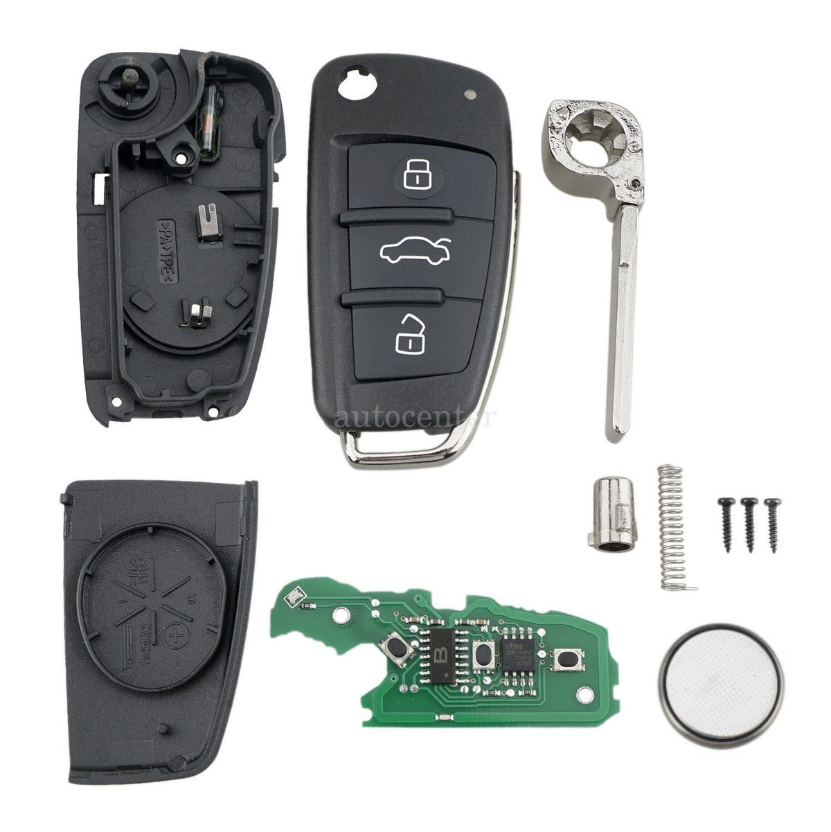 434MHz 3 Button Remote Flip Key Car Fob For AUDI A3 A4 TT ID48 Chip 8P0837220D