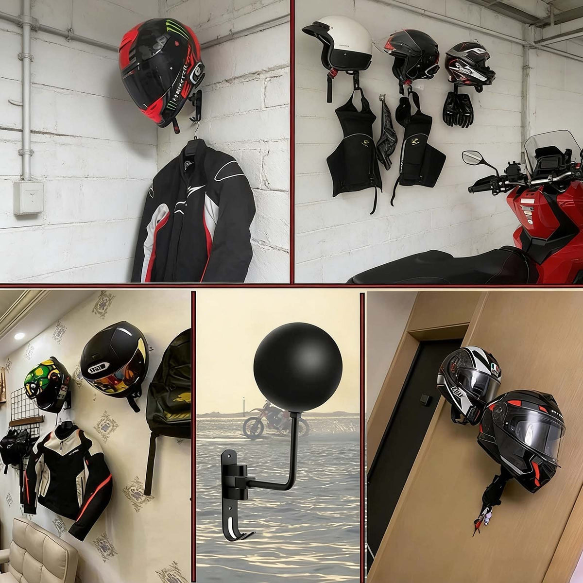 1-2X 180° Motorcycle Helmet Rack Holder Hat Display Stand Wall Mount Hook Hanger