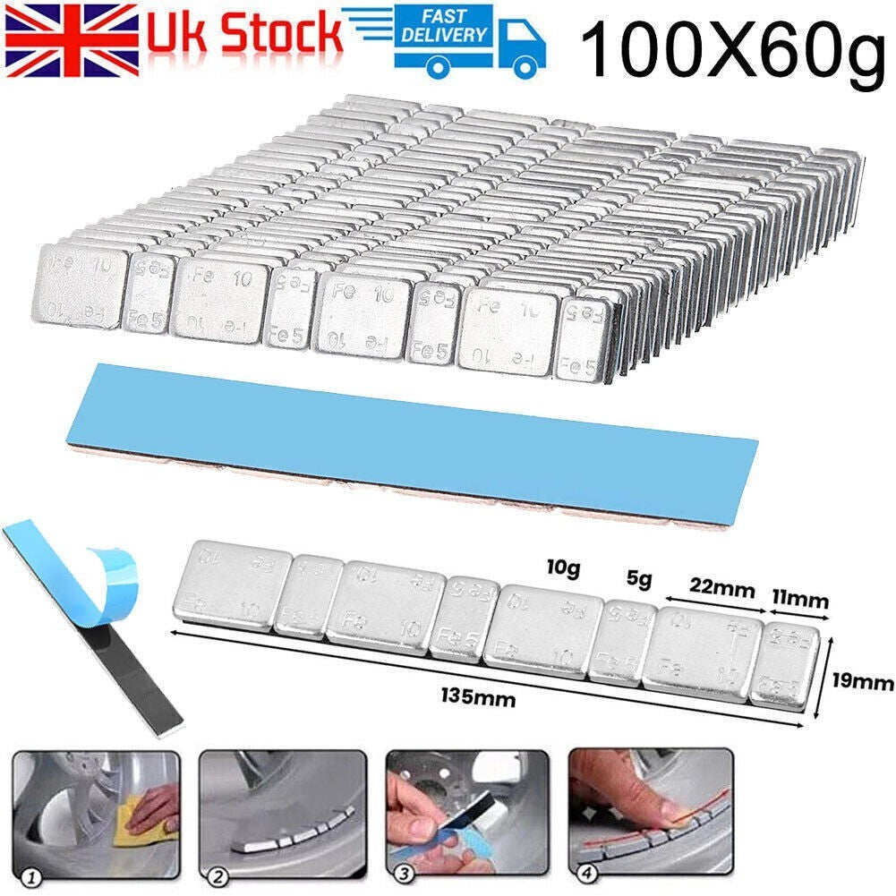 100 x Adhesive Lead Free 60G Strips Stick On Wheel Balance Weights Top Quality