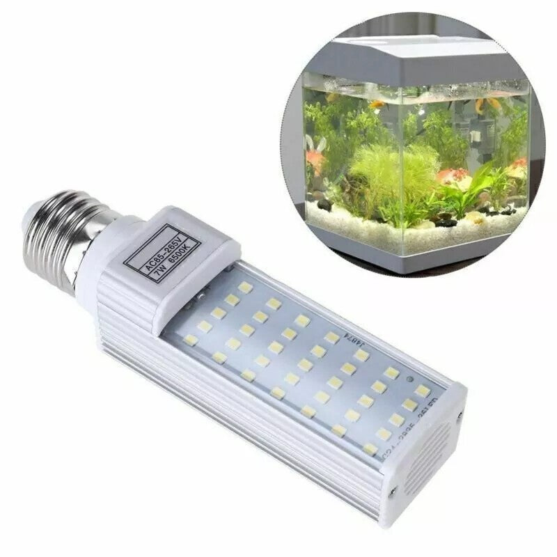 7W E27 LED White Light Bulbs Aquarium Coral Plant Grow Fish Tank Lamp