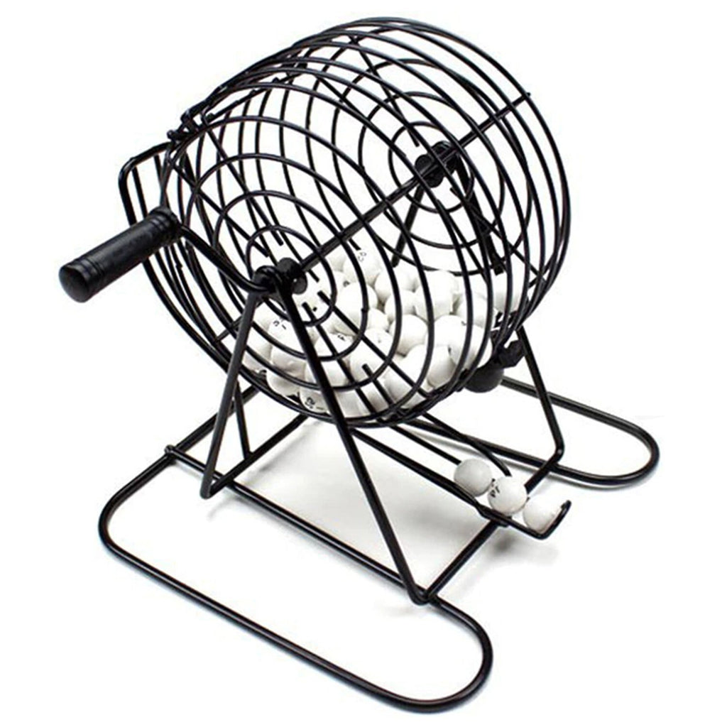 Traditional Bingo Set Wire Cage Bingo Ball Lotto Game Party Card Marker Ticket