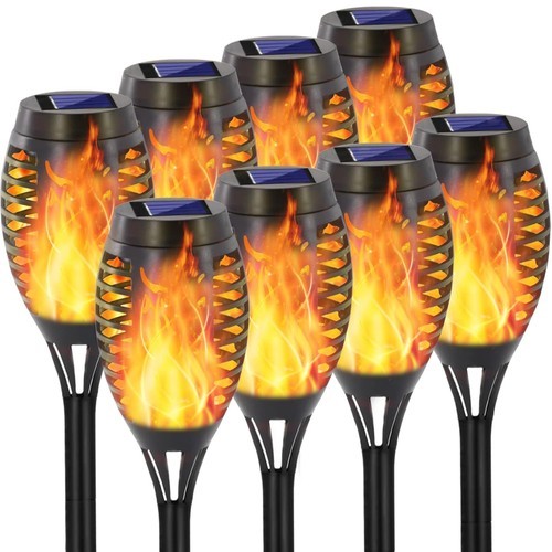 4/8 Pcs Solar Flickering Flame Torch Lights Outdoor Garden Pathway Stake Lamp
