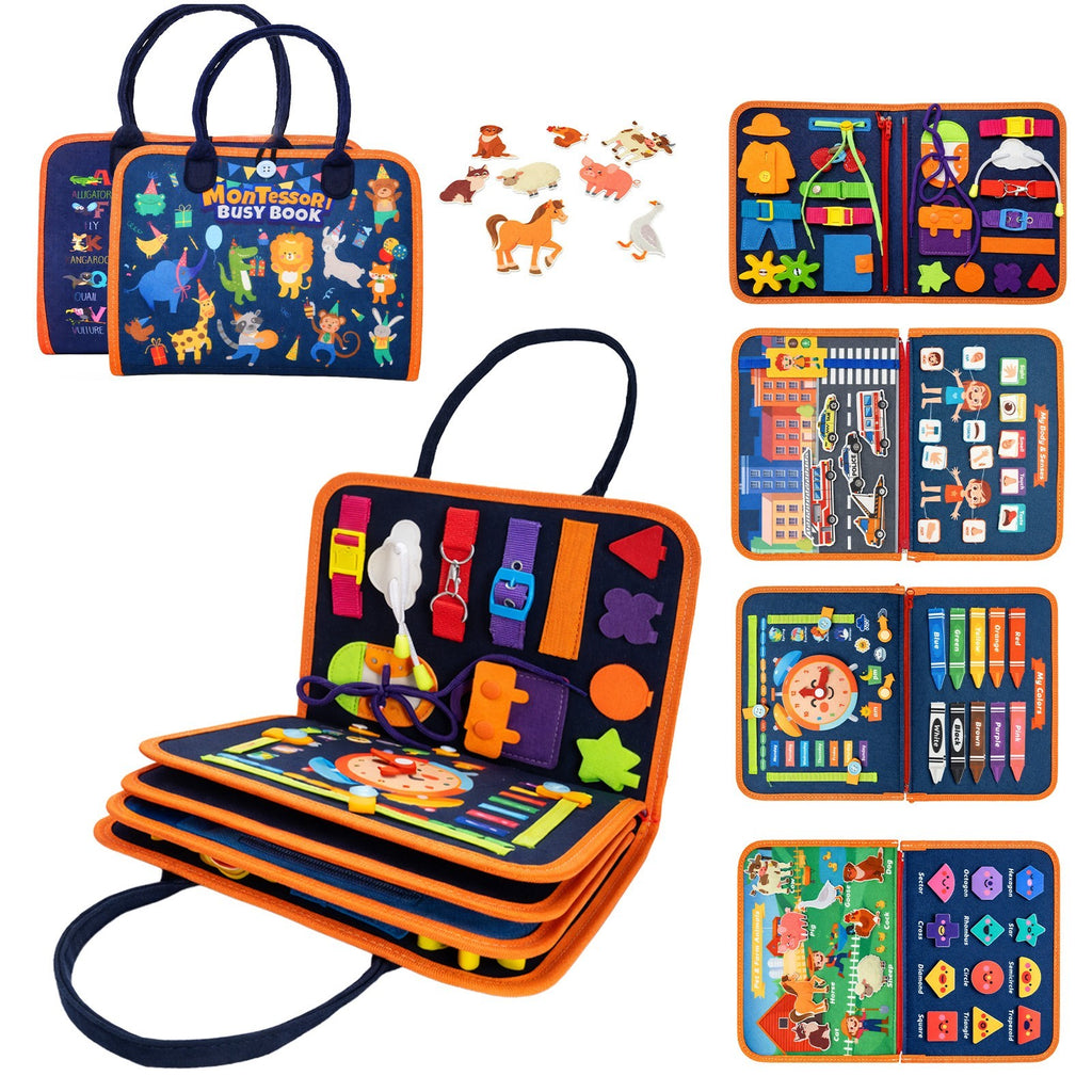 Xmas Kid Educational Busy Board for Toddler Toy Dressing Skill Sensory Game Gift