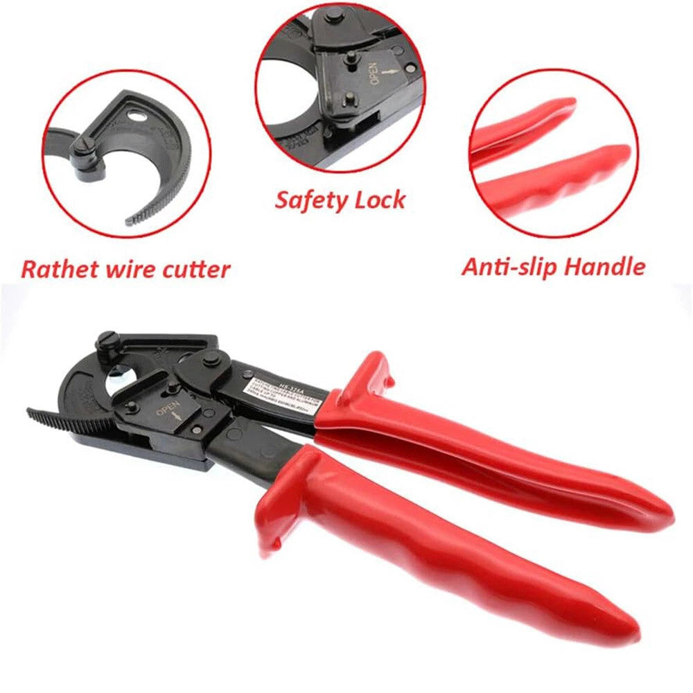 240mm² Capacity Ratchet Wire Stripping Cutting Pliers Heavy Duty Cable Hand Tool