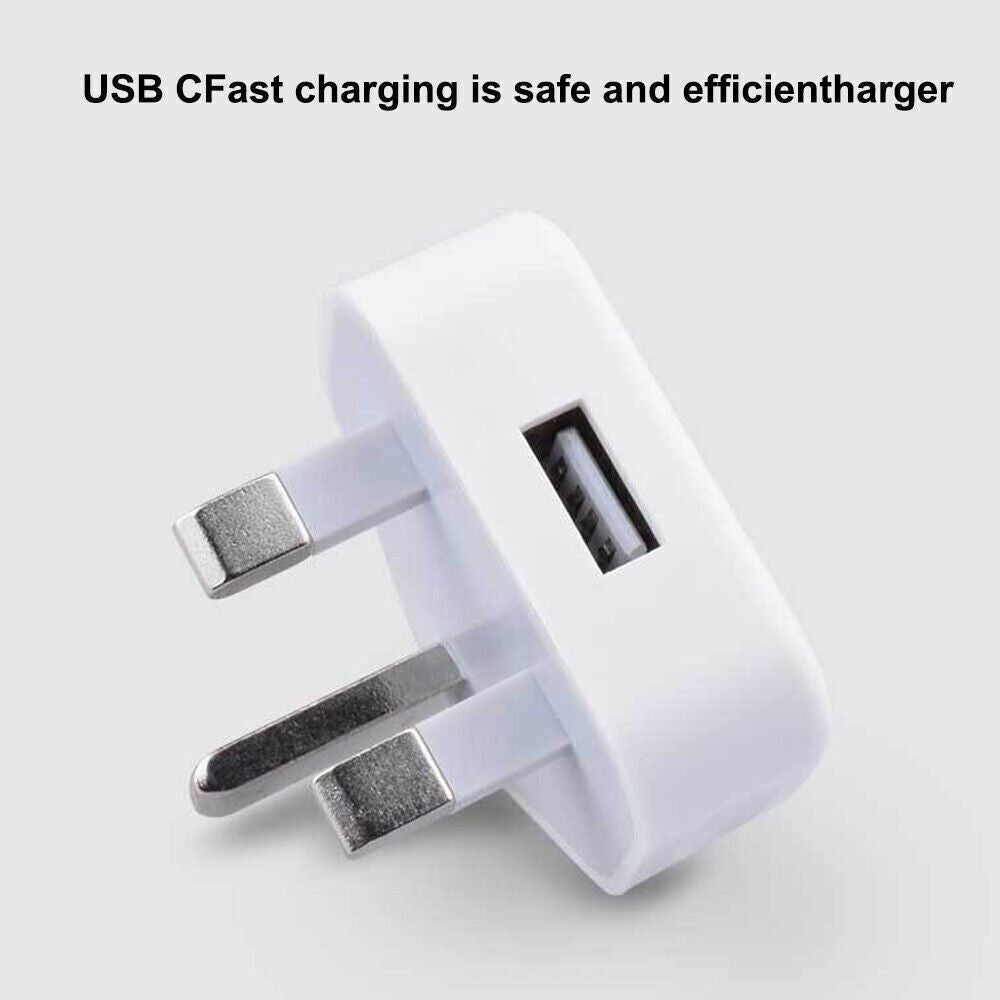 6 Pack UK USB Wall Charger 3 Pin Plug Mains Adapter For Phones, Tablets Power-