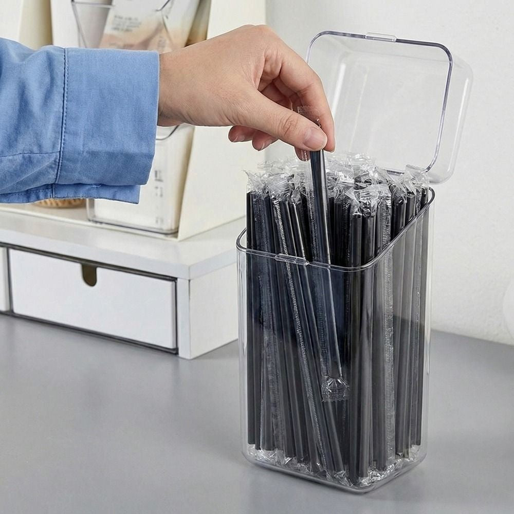 Straw Organizer Plastic Container Bottle Drinking Straw Holder Straw Dispenser