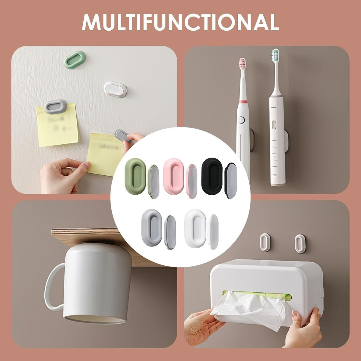 2pcs Magnetic Wall Mounted Smart TV Remote Control Holder Home Office Organiser