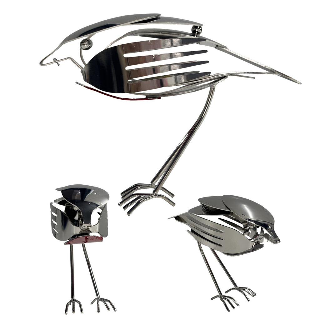 Scrap Metal Bird Decor, Handmade Fork & Spoon Robin Figurine, Home Decoration