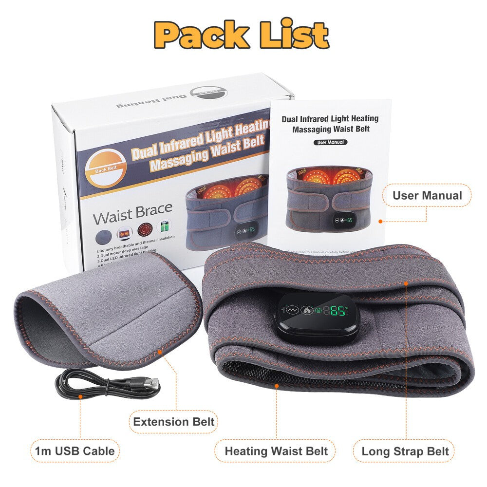 Electric Infrared Heating Vibration Therapy Massager Back Waist Belt Pain Relief
