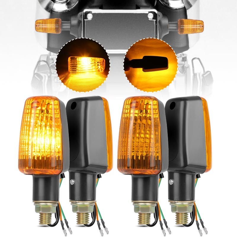 4X Motorcycle Indicators Motorbike Turn Signal Lights Amber Bulb Universal 10mm
