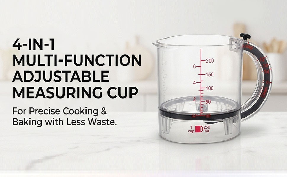 2x Adjustable Measuring Cup Multi Function 4 In 1 Measuring Cup With NEW
