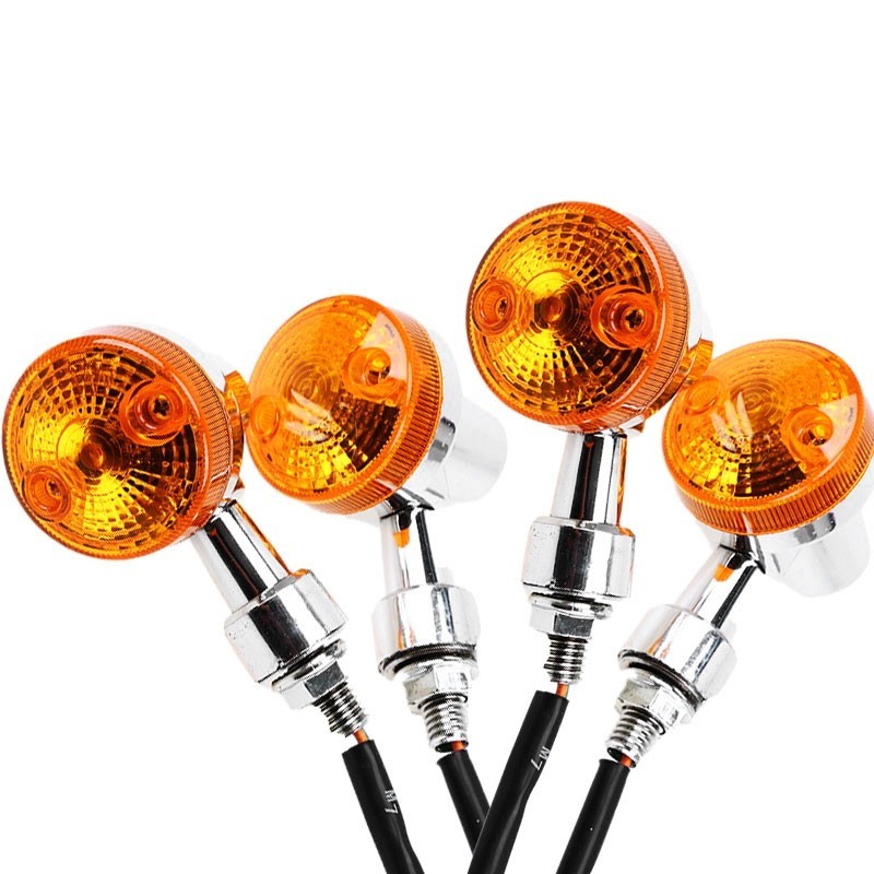 4x Motorcycle Turn Signal Blinker Indicator Light Amber Chrome Bullet Bulbs 12V