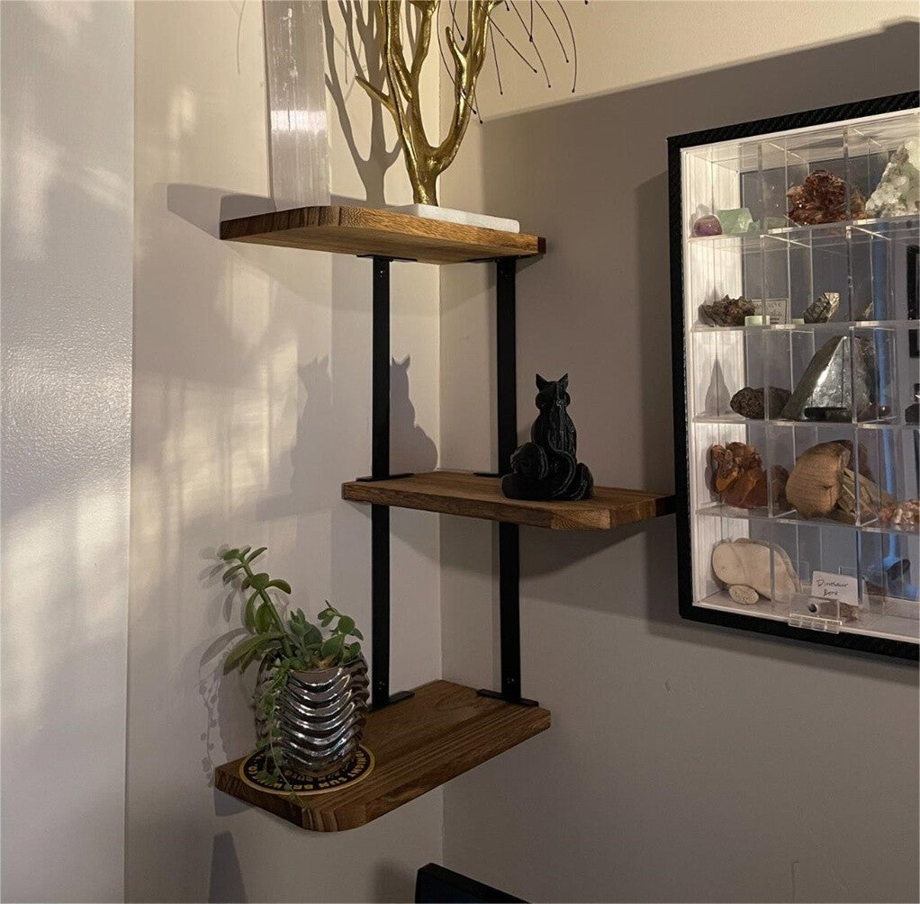 3 Tier Lucca Corner Shelf Modern Floating Wall Shelves Storage Display Shelving