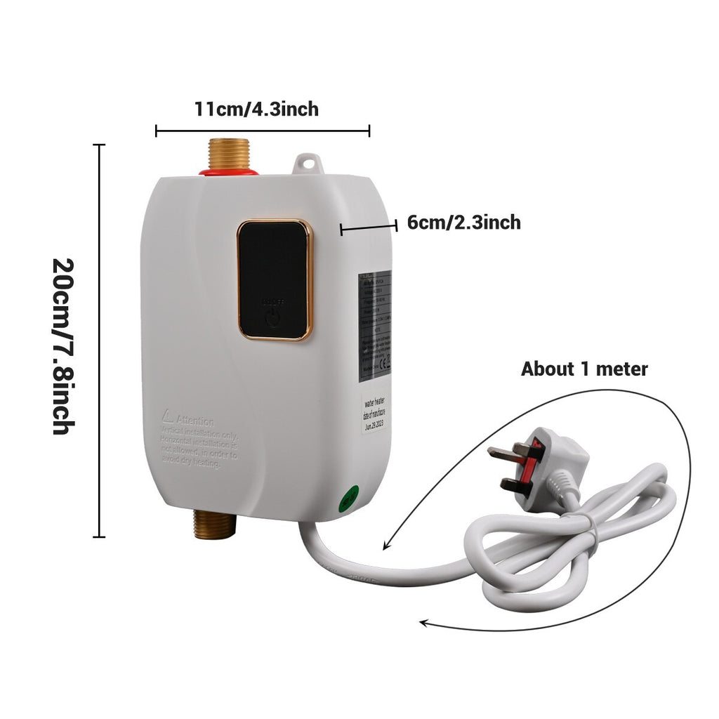 Electric Tankless Instant 3KW Hot Water Heater Under Sink Tap Kitchen BathRoom