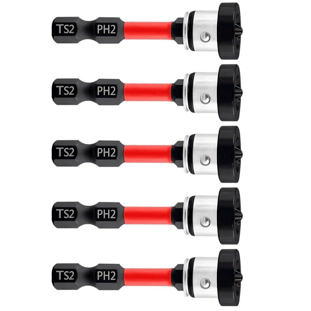 5PCS Plasterboard Screw Setter Bit PH2 50mm Magnetic 1/4" Hex Shank Drywall Tool