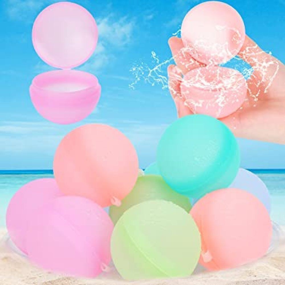10/24 Pcs Reusable Water Balloons Silicone Splash Balls with Snap Lock, Outdoor