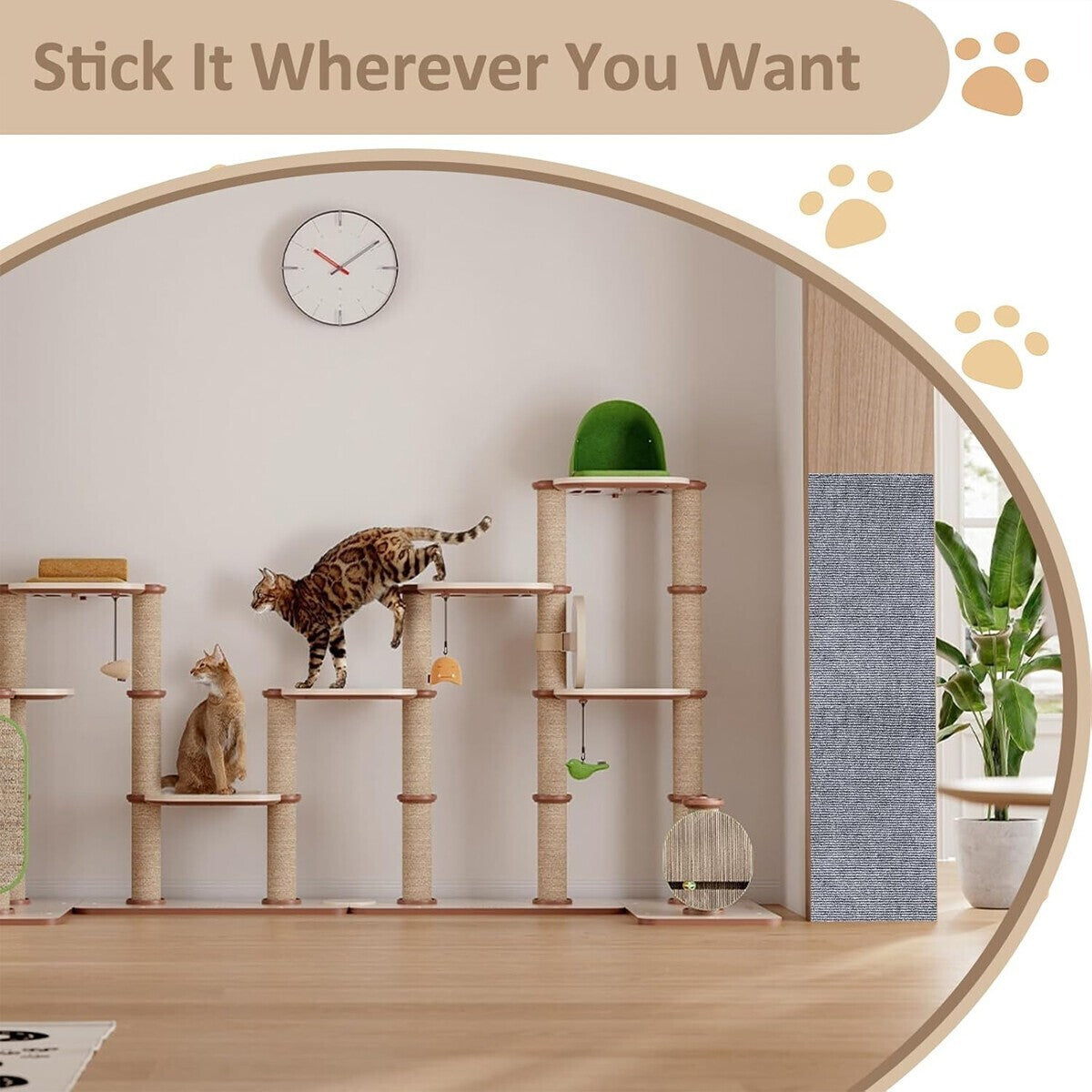 Self Adhesive Pet Cat Scratching Mat Antislip Play Protection Claw Scratcher Pad