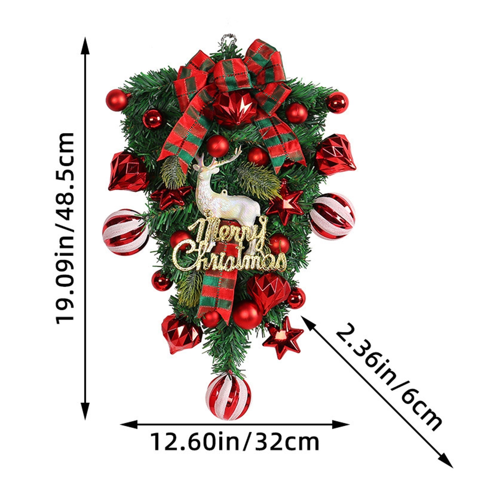 Artificial Christmas Swag Christmas Wreath Wall Hanging Ornament for Stairway