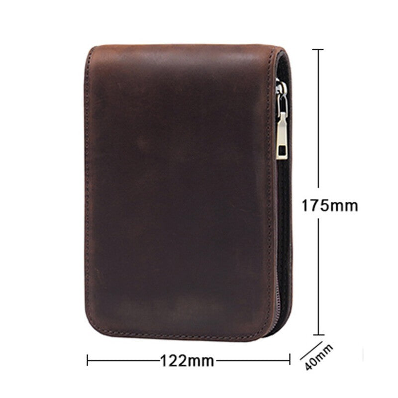 Genuine Leather 12 Slots Fountain Pen Case Stationery Pen Storage Bag Organizer