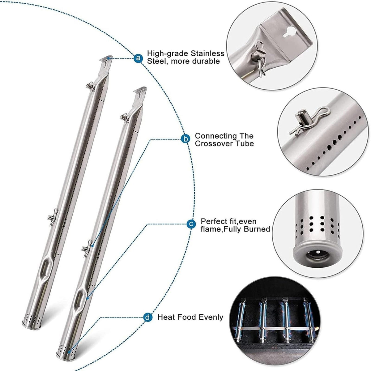 BBQ Tube Burner Gas Grill 4 Pack Replacement Stainless Steel BBQ Grill Searing