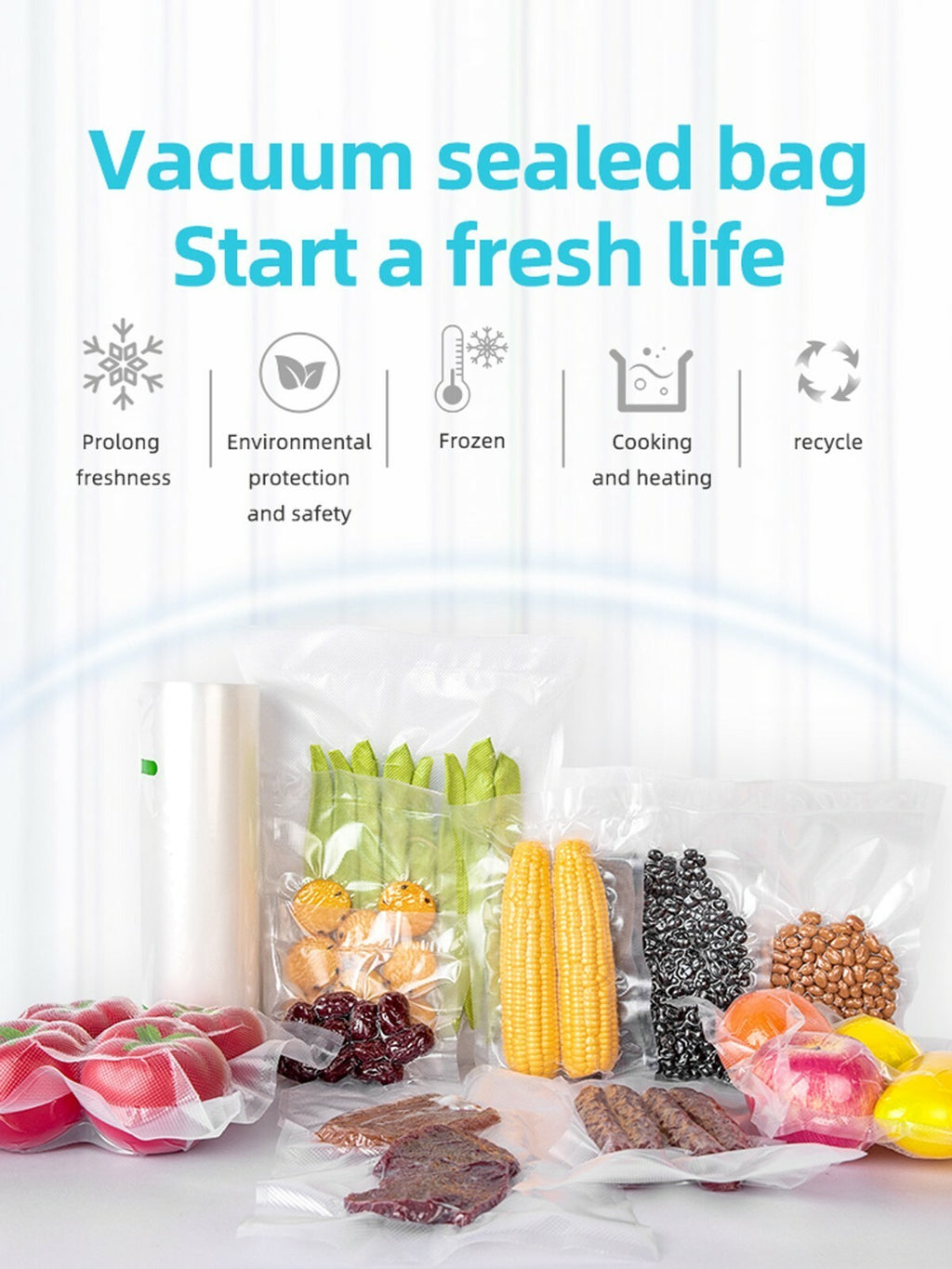 Vacuum Sealer Food Storage Bags Textured Strong Pouches Seal Embossed Vacuum