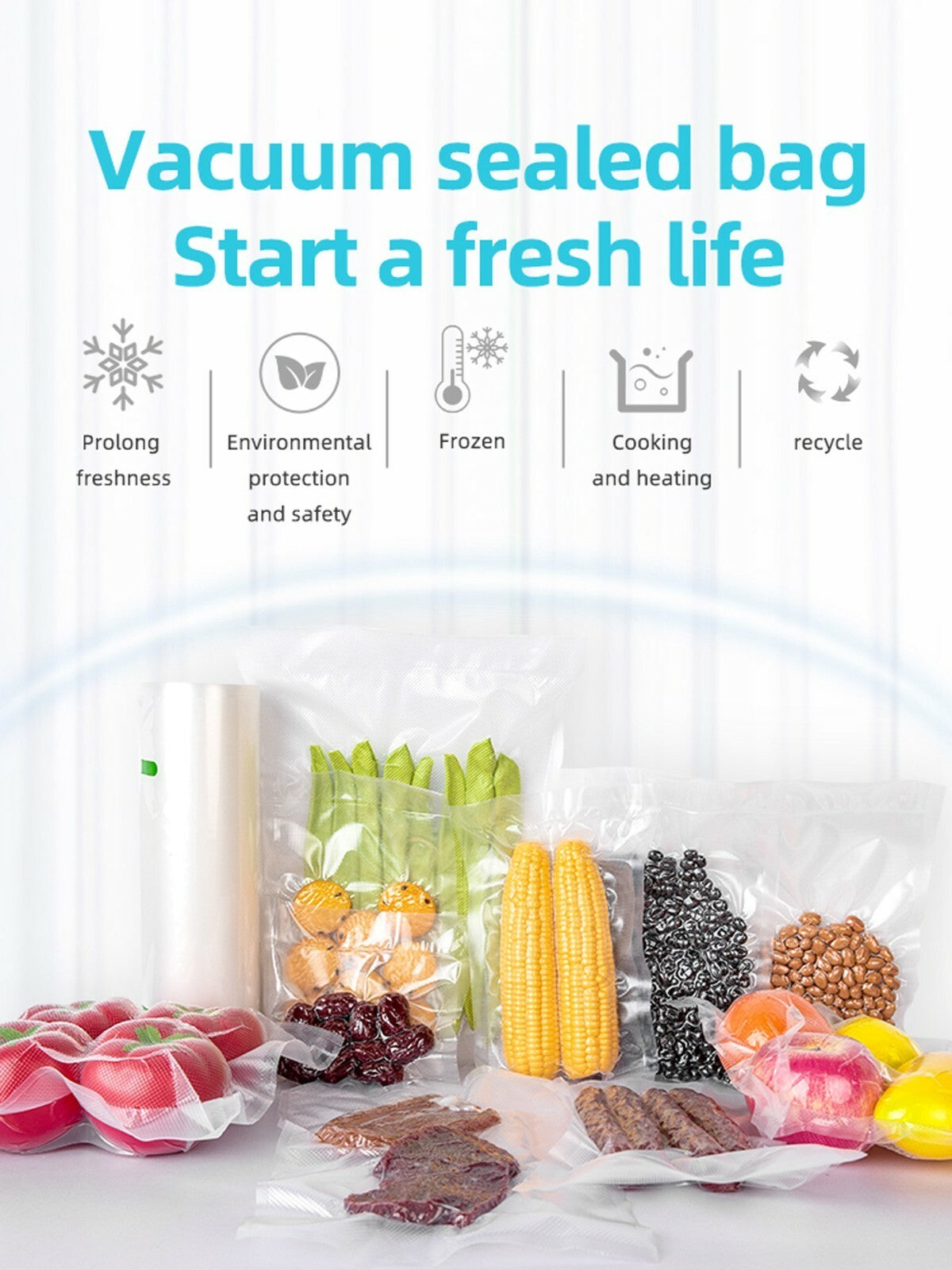 Vacuum Sealer Food Storage Bags Textured Strong Pouches Seal Embossed Vacuum