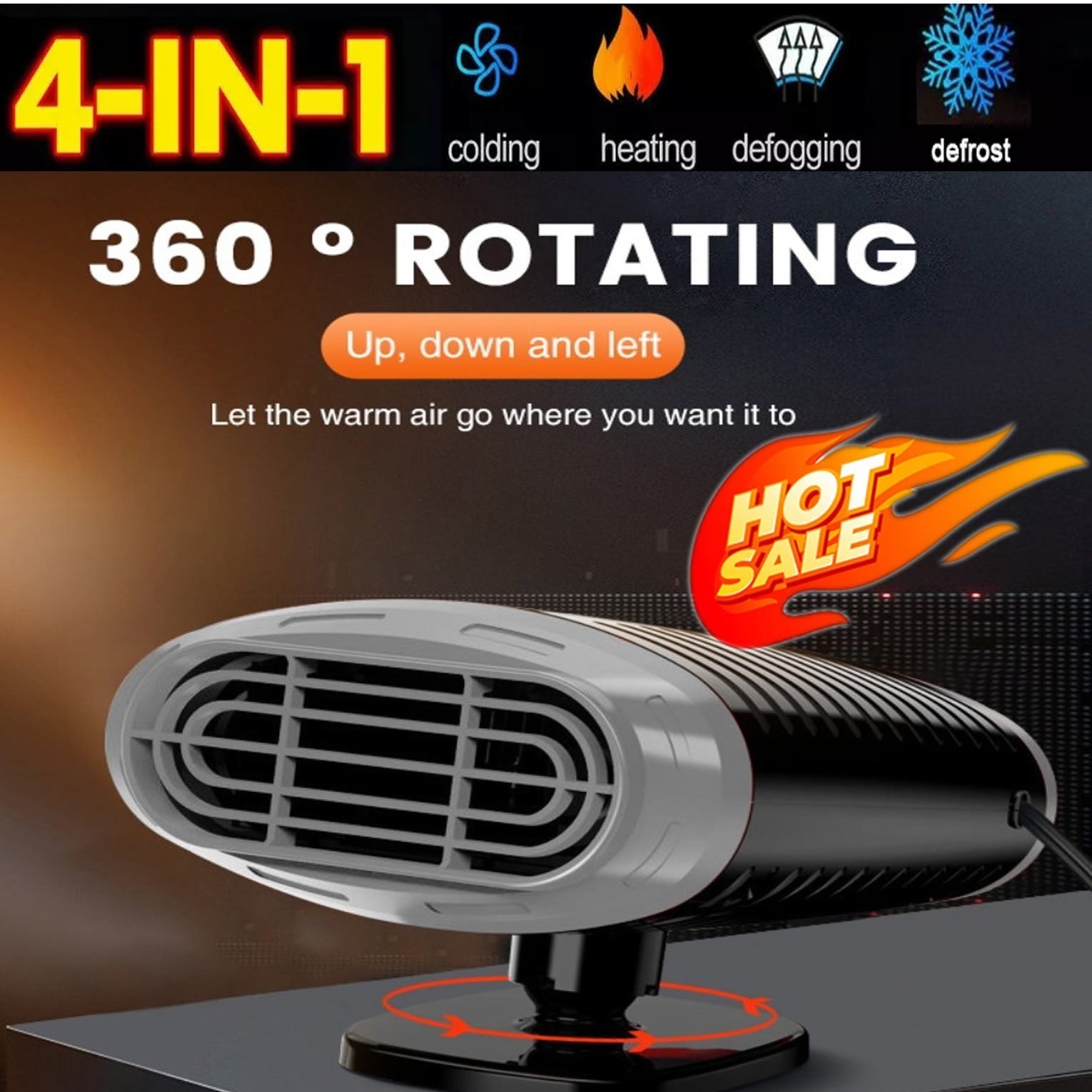 Portable Electric Car Heater 12V 150W Heating Fan Defogger Defroster Demister