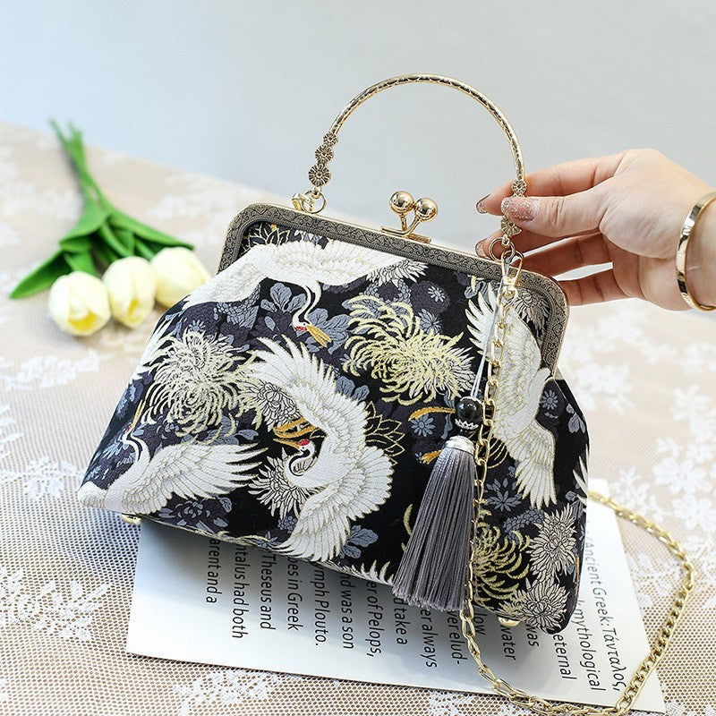 Retro Shoulder Chain Messenger Clutch Embroidered Jacquard Women's Evening Bags
