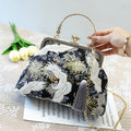Retro Shoulder Chain Messenger Clutch Embroidered Jacquard Women's Evening Bags