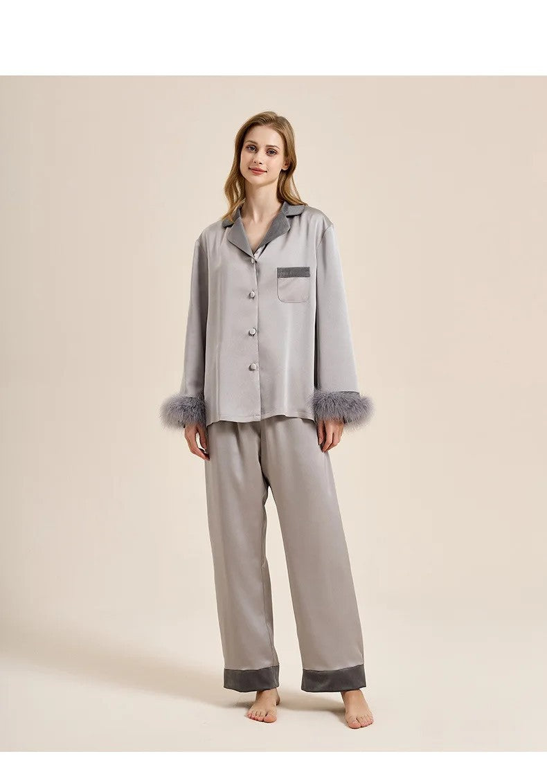 Womens Pajamas Women's Autumn Winter Fleece Thickened Removable Feather Homewear