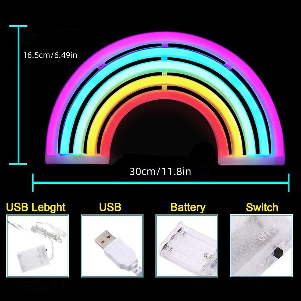 Colourful Rainbow LED Neon Light Stand Wall Bar Lamp Home Nursery Children Room